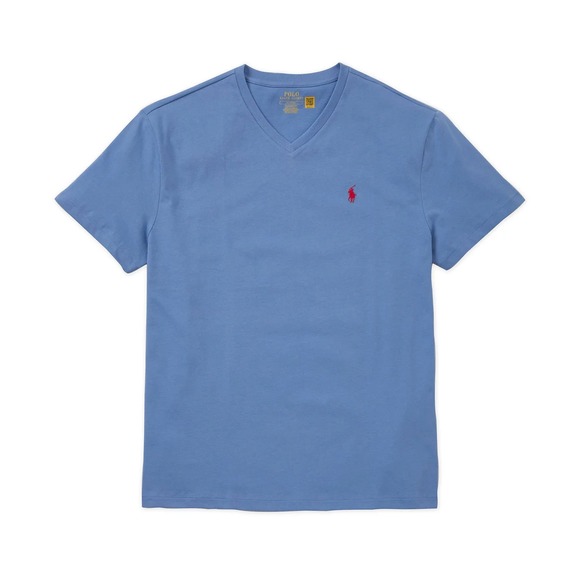 MENS RALPH LAUREN POLO S/S T-SHIRT~2XLT~BLUE~V-NECK - Picture 1 of 3